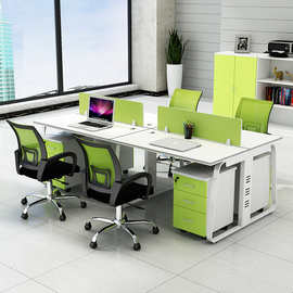 卡座双人办公桌简约现代职员桌椅时尚4人位组合电脑桌屏风工作位