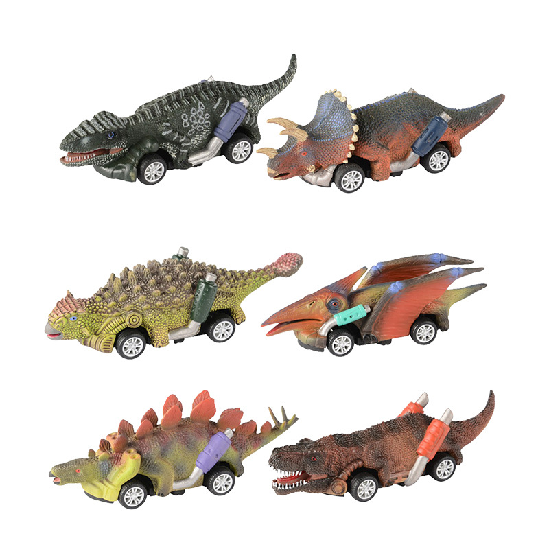 Simulación dinosaurio inercia Tire hacia atrás modelo de coche de juguete para niños coche nuevo exótico mini Tyrannosaurus juguete modelo de carreras