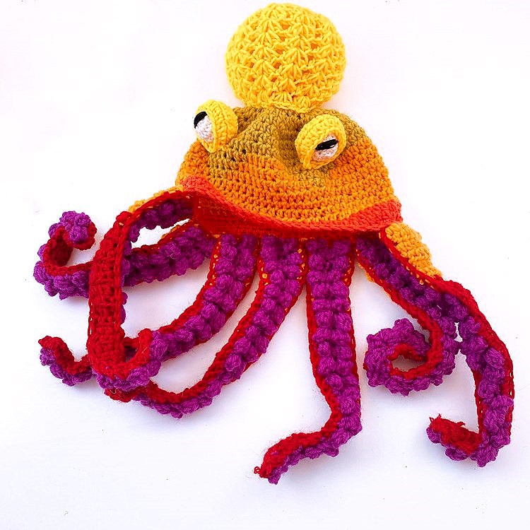 Amazon comercio exterior nueva fiesta transfronteriza para adultos Tricky Funky Octopus Head Sombrero de pulpo de ganchillo