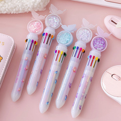 Cartoon multi-color ballpoint pen wholesale 10 colors creative Korean fresh student prizes small gifts