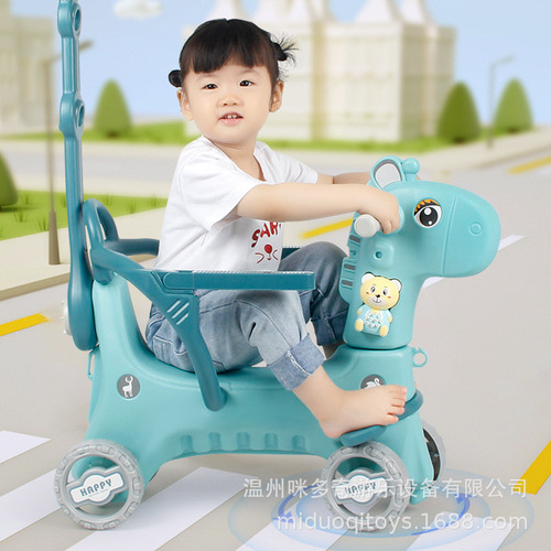 Baby Rocking Chair Plastic Music Rocking Horse Large and Wide Children's Toy for 1-3 Year Olds Small Wooden Carriage