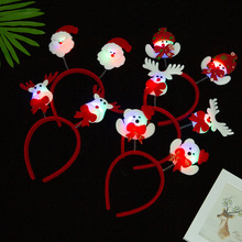 亞馬遜經典聖誕老人雪人熊頭彈簧發箍聖誕節裝飾卡通帶燈頭扣貨源