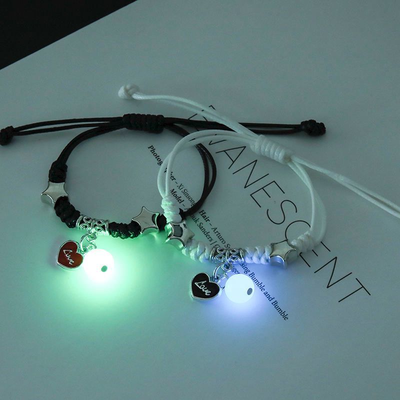 Luminous bracelet male and female student girlfriends two friendship Korean couple pair braided rope luminous bracelet gift