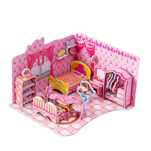Large 3D three-dimensional puzzle toy children's educational puzzle building blocks kindergarten students DIY house prize gift
