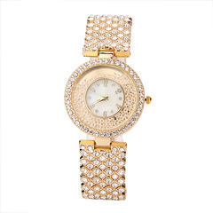 外貿新款滿鑽滾珠流沙時尚女士手錶貝母水鑽面石英腕錶手鍊表廠家