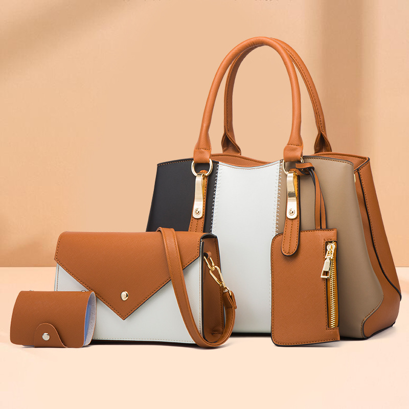 2026 New Fashion Color-Blocking Women's Handbag, Women's Tote Bag, Shoulder Crossbody Bag, Mother-Daughter Bag Set, Four-Piece Women's Bag Set 2026 New Fashion Color-Blocking Women's Handbag, Women's Tote Bag, Shoulder Crossbody Bag, Mother-Daughter Bag Set, Four-Piece Women's Bag Set