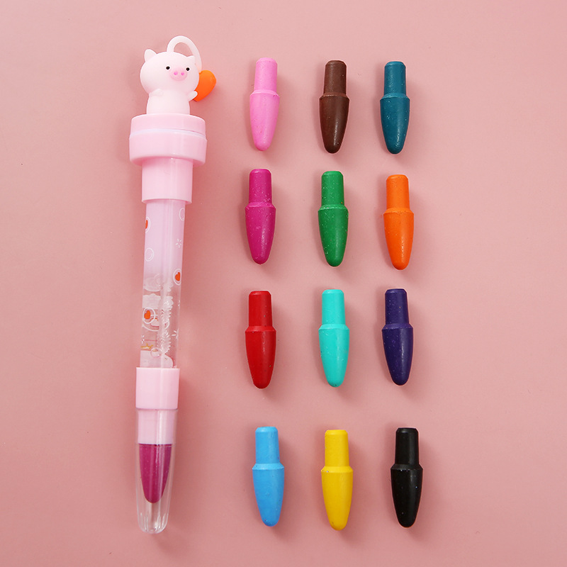 Traje de sello de pluma de burbuja para niños 12 traje de crayón de color creativo aprendizaje rodillo sello pluma estudiante pintura traje