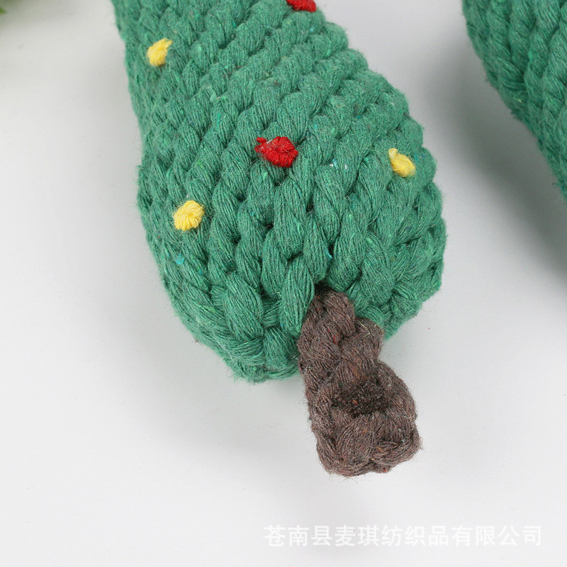Fábrica de procesamiento de hilo de algodón juguetes para perros cuerda de algodón trenzada árbol de Navidad juguetes para mascotas molares para perros juguetes de limpieza de dientes para aliviar el aburrimiento