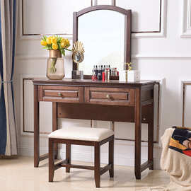 梳妆台美式复古实木化妆桌多功能收纳梳妆桌小户型化妆柜化妆镜