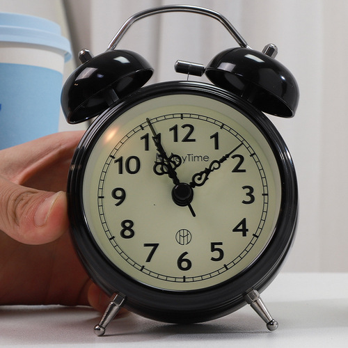 Super Loud Retro Bell Alarm Clock Bedroom Night Light Silent Clock Creative Gift Student Bedside Clock Ornament