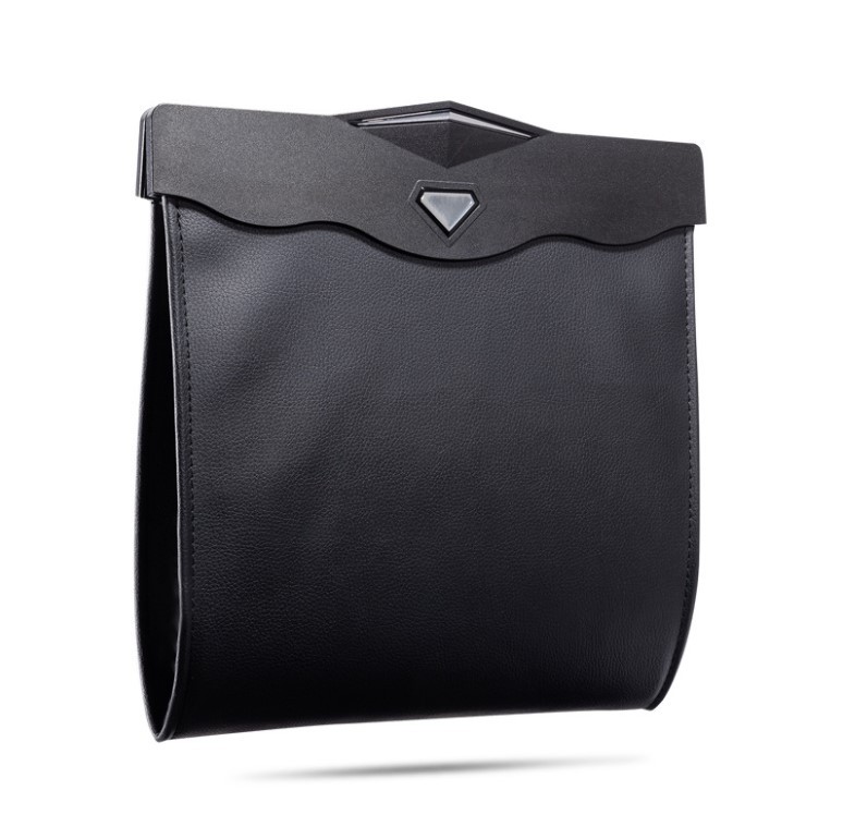 Qìchē Car Trash Can Front Row Hanging Rear Foldable Storage Car Interior (Car storage bag/box) - black-without-led-light