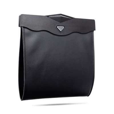 Car trash can front hanging trash can rear foldable storage car trash bag car supplies (Car storage bag/box) - black-without-lights