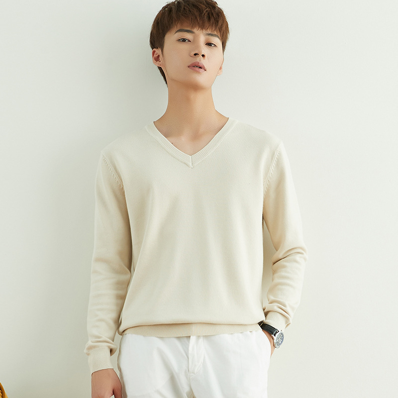 Otoño e invierno suéter de cuello redondo de los hombres de estilo coreano SLIM-Fit color sólido suéter de manga larga engrosada Jersey camisa de fondo suéter de los hombres de moda