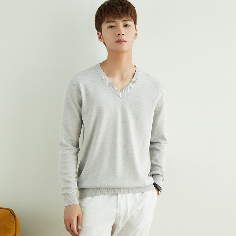 Otoño e invierno suéter de cuello redondo de los hombres de estilo coreano SLIM-Fit color sólido suéter de manga larga engrosada Jersey camisa de fondo suéter de los hombres de moda