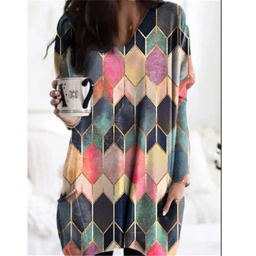 eBay Amazon AliExpress Round 2025 Autumn New Print Loose Long-Sleeve T-Shirt Women's Quality Business Casual