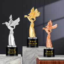 高档镀金银水晶金属奖杯定制定做企业合作礼品纪念品制作免费刻字