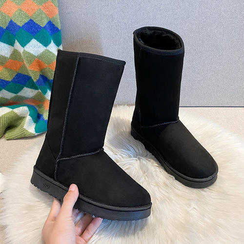 2024 basic snow boots for women 28 cm high winter mid-high warm warm thick sole plus velvet cotton boots manufacturer