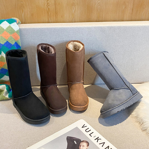 2024 basic snow boots for women 28 cm high winter mid-high warm warm thick sole plus velvet cotton boots manufacturer