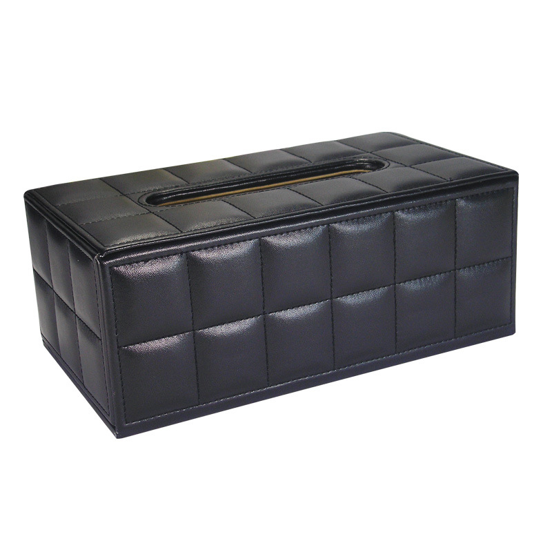 Caja de pañuelos de tela escocesa de cuero de negocios simple moderna caja de pañuelos de PU moda creativa Hotel caja de servilleta de coche al por mayor