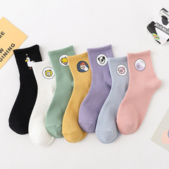 百搭新款襪子女棉時尚透氣女襪 卡通印花鴨鴨頭吸汗運動襪