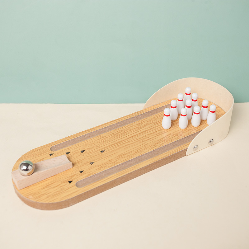 Mini bolos de interior para niños bebé jardín de infantes hogar bola de madera juego interactivo entre padres e hijos juguete de pelota