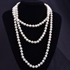 Fashionable glossy necklace from pearl, long sweater, clothing, accessory, European style, simple and elegant design, wholesale