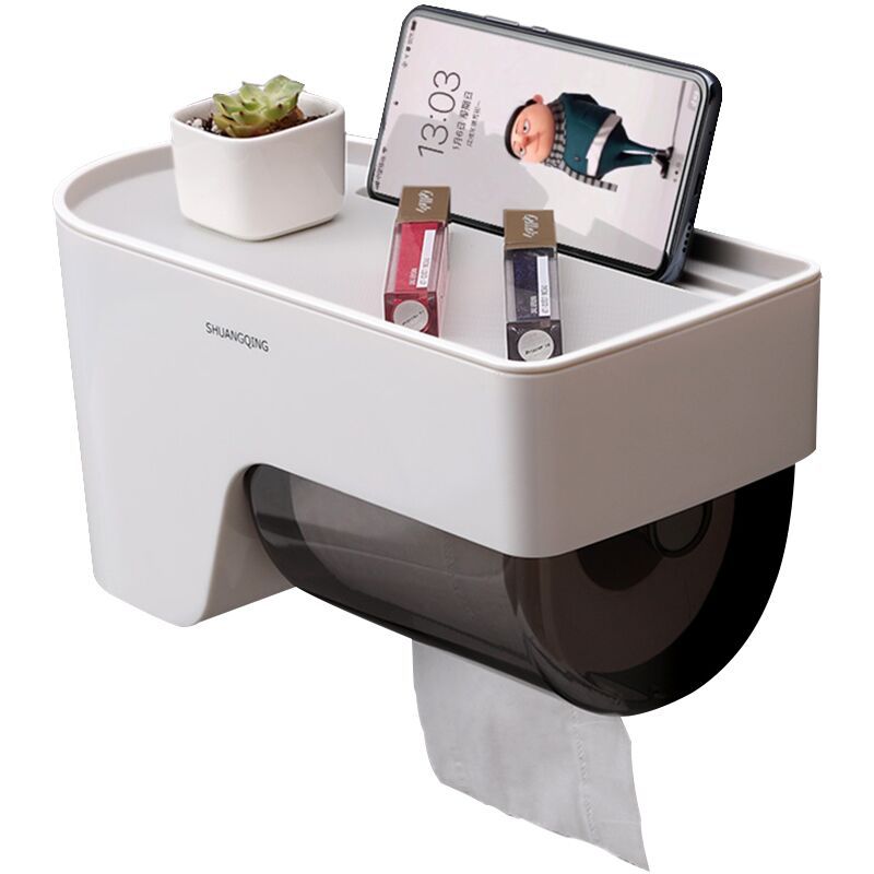 Caja de pañuelos para baño Soporte de rollo de papel impermeable para baño Caja de papel higiénico sin perforación Estante de pared simple