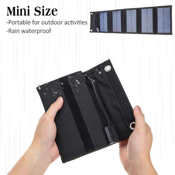 Foldable handheld travel battery solar-powered