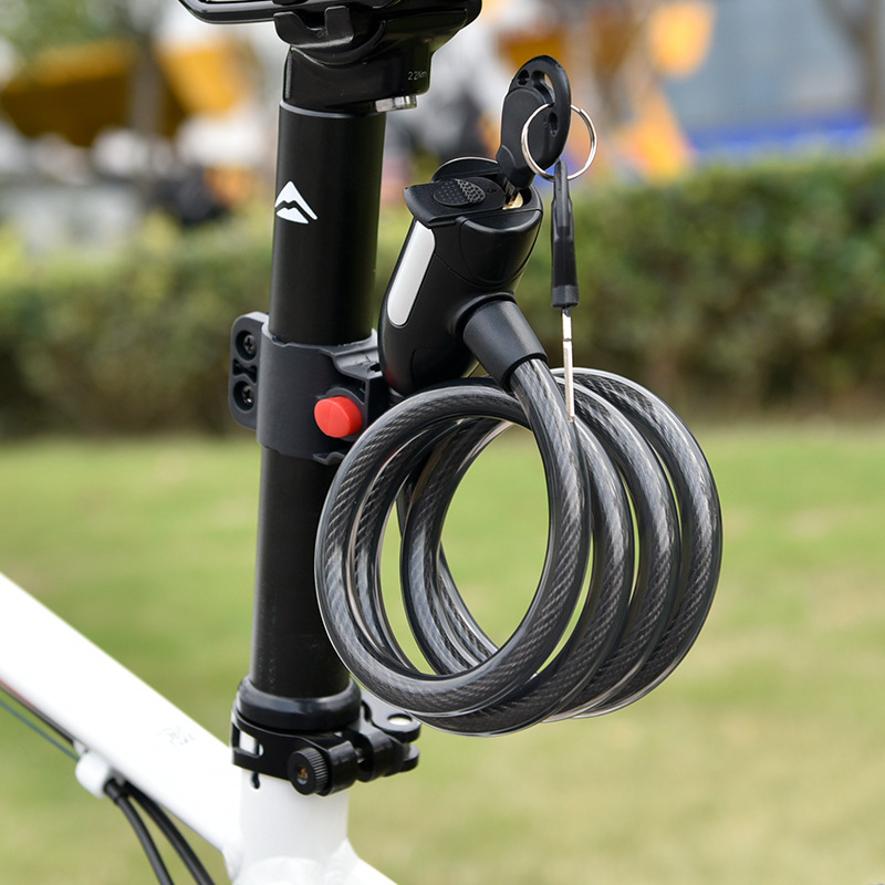 Cerradura de bicicleta portátil batería eléctrica coche barra de bloqueo bicicleta de montaña cerradura de la llave de la cerradura antirrobo alambre de acero bloqueo de la cadena