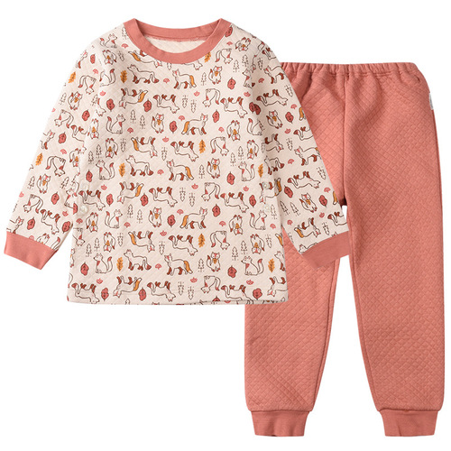 Winter thickened air cotton suit for boys and girls, baby warm home clothes, pure cotton quilted Unicloth k children's clothing drop shipping