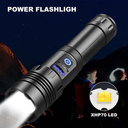 Cross-border zoom high-intensity COB flashlight P70 outdoor charging tactical flashlight high-intensity portable COB work light