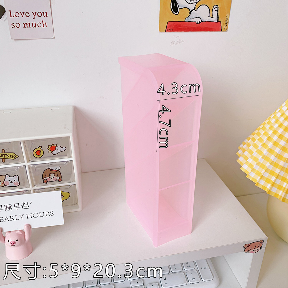 Corea del Sur ins chica corazón tubo de almacenamiento de escritorio simple todo partido cuatro-rejilla oblicua titular de la pluma cepillo de maquillaje lápiz labial caja de almacenamiento