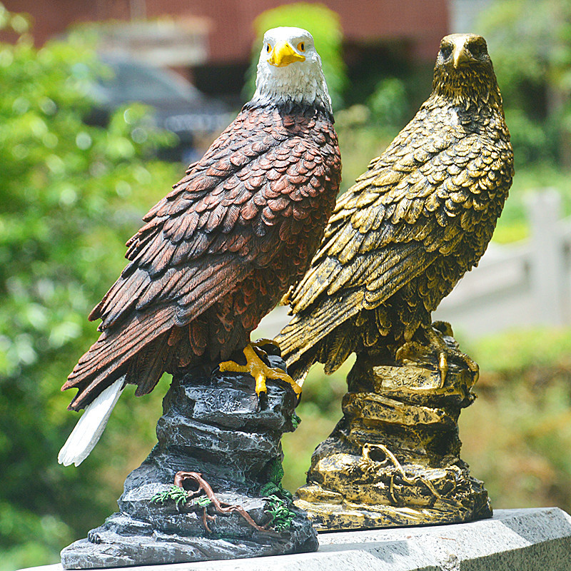 Cross-border Supply Simulation Eagle Ornaments Imitation Copper Eagle Decorations Animal Model Household Resin Craft Gifts