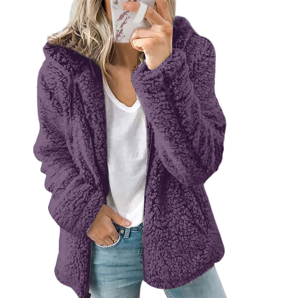 2022 Amazon wish Europe and the United States cross-border foreign trade autumn and winter new women's casual hooded wool coat