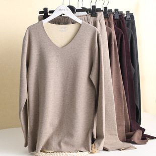 Men's traceless slim and thermal underwear in autumn and winter solid color cashmere protein skin-enhancing comfort men's thermal suit new products