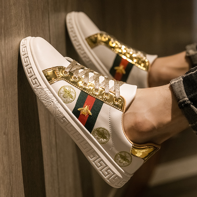 European Station Fashion Spring and Summer Men's Casual Sneakers British Little Bee-Shaped Men's Catwalk Sneakers Breathable Men's Shoes