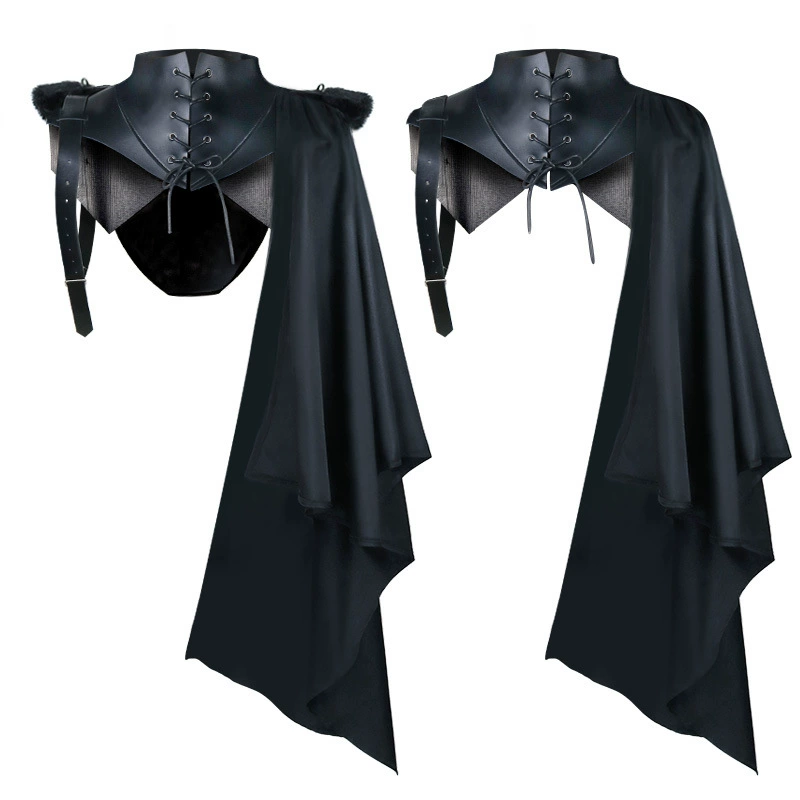 Юношеский Gothic плащ Cape, капюшон с капюшоном или без, плечо из искусственной кожи, костюм на Хэллоуин