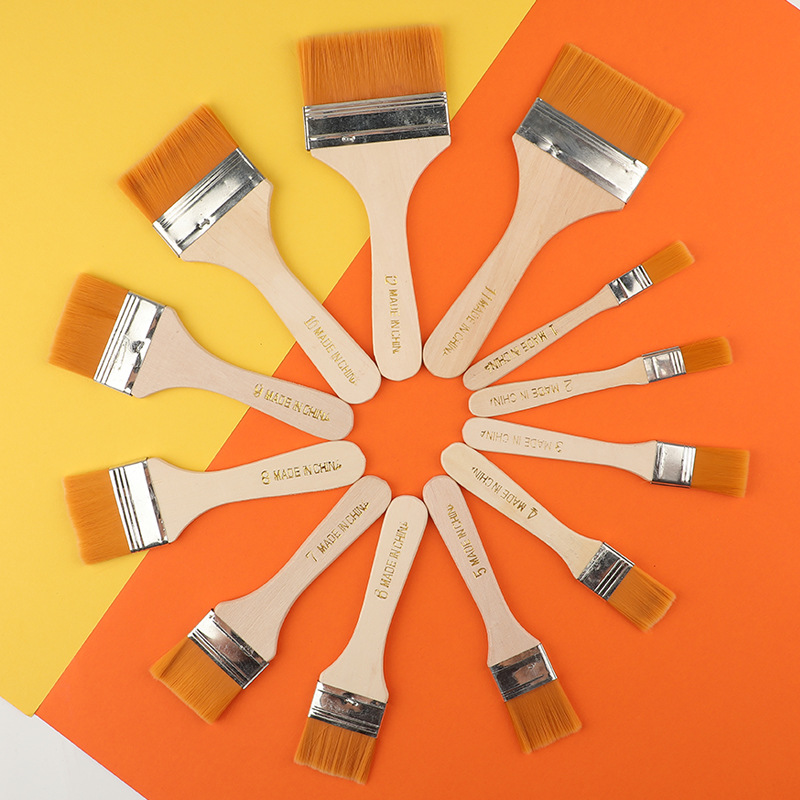 Juego de pinceles pequeños de nailon con cerdas amarillas, pinceles para pintar, pinceles para pintar al óleo, pintura artística de madera, uso industrial, venta al por mayor