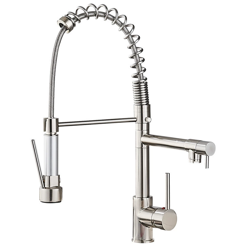 JOMOO all-copper kitchen hot and cold large spring faucet cross-border export pull-out kitchen faucet European and American pull-out
