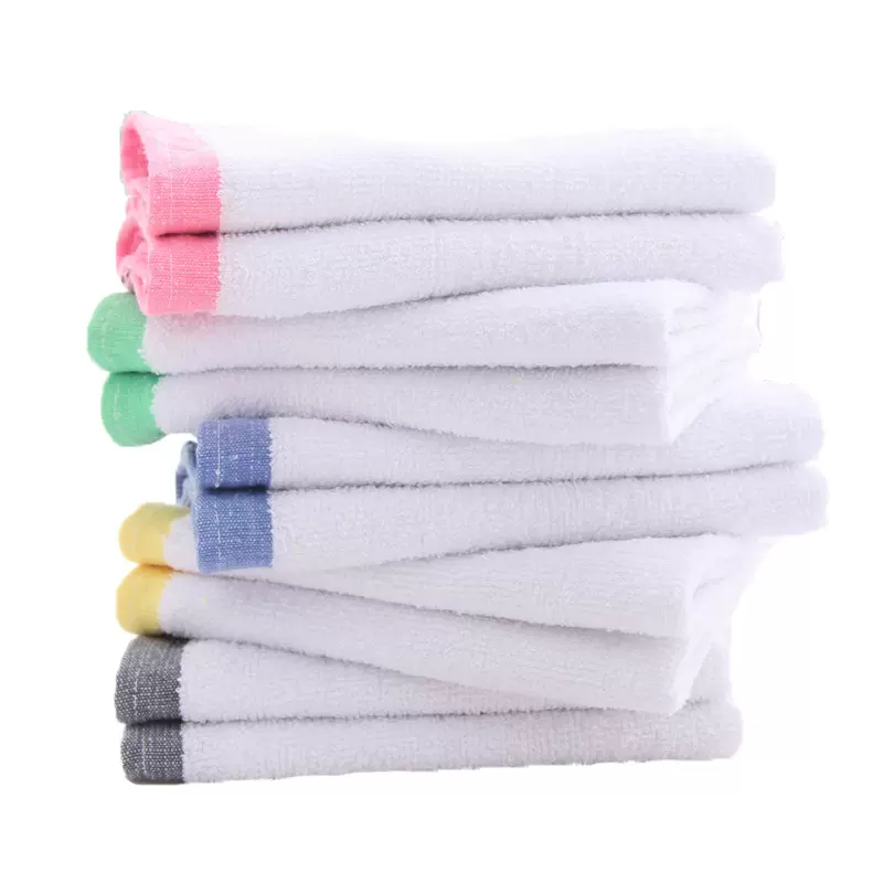 彩边方巾肯德基 必胜客 德克士厨房分色清洁抹布巾彩色白方巾