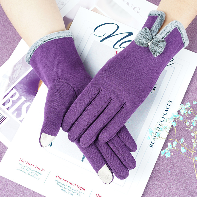 Guantes cálidos de otoño e invierno para mujer con forro polar engrosado a prueba de frío al aire libre sin invertir Guantes de pantalla táctil de terciopelo