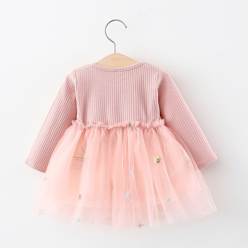 875 children's dress baby skirt small and medium children's clothing long-sleeved mesh splicing princess dress bottoming skirt on behalf of