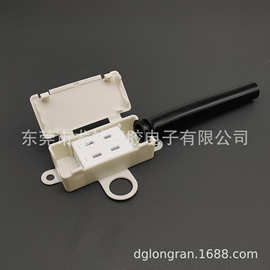 OP-022两位带尾管接线盒 老鼠尾巴免螺丝快速端子盒 可配接线端子