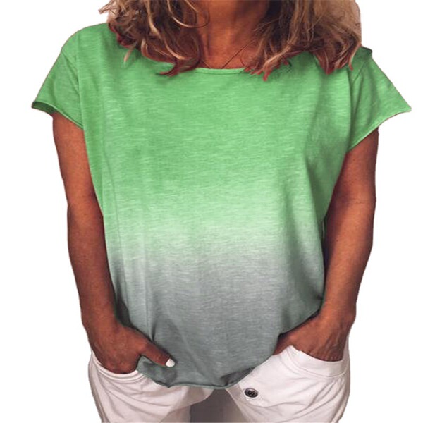 Summer rainbow T-shirt with a round collar