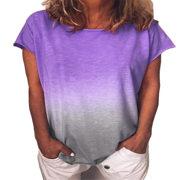 Summer rainbow T-shirt with a round collar