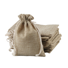 亚马逊热销 麻布抽绳束口袋 仿亚麻布袋饰品包袋 圣诞礼品糖果袋