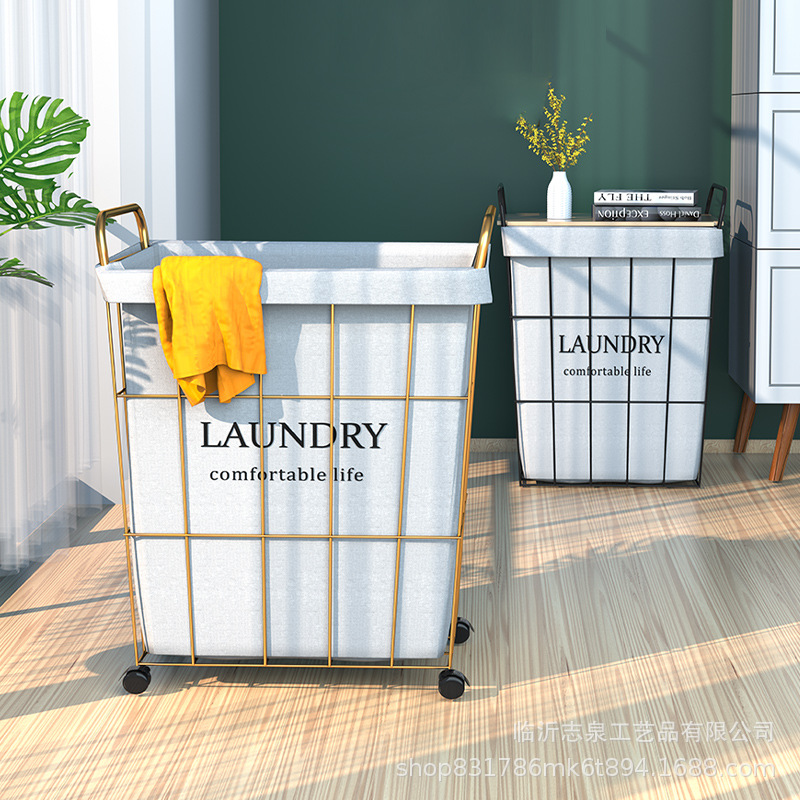 Directo de fábrica ropa sucia canasta de almacenamiento canasta de ropa sucia canasta de ropa de hierro tela de lino de algodón cubo de almacenamiento canasta de ropa sucia