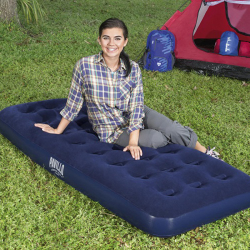 Bestway 67001 Single Upgraded Inflatable Mattress with Fleece Dark Blue Air Bed Lazy Air Mattress