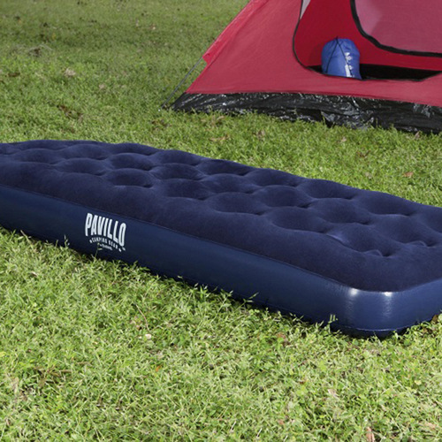 Bestway 67001 Single Upgraded Inflatable Mattress with Fleece Dark Blue Air Bed Lazy Air Mattress