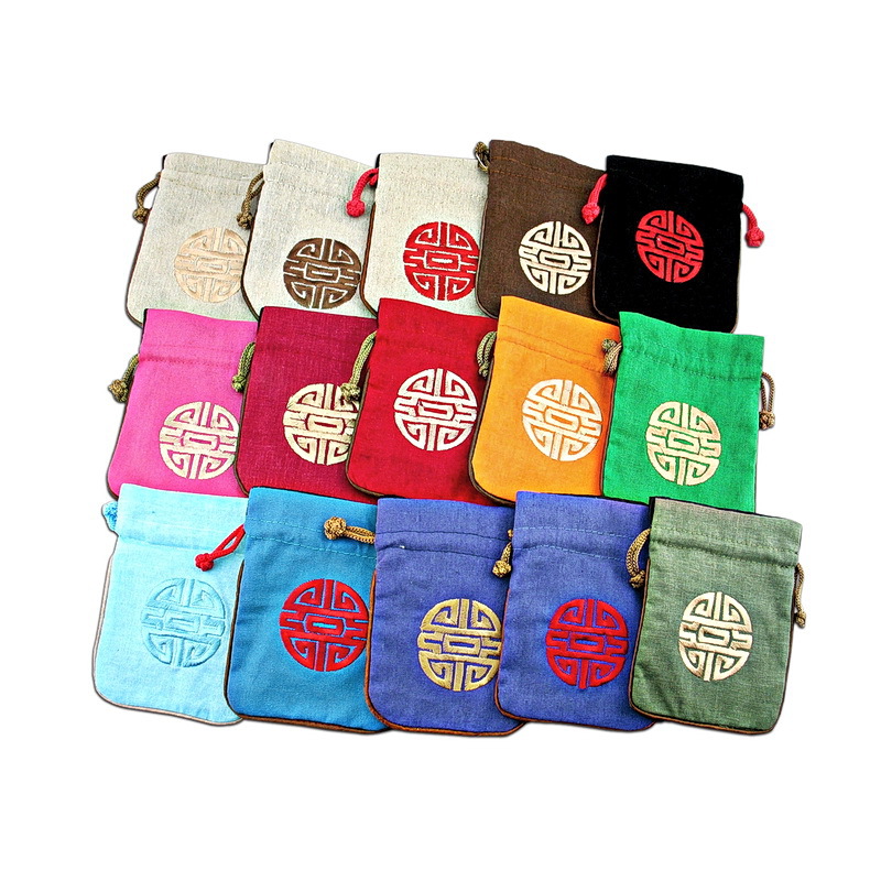 12*15棉麻袋麻布收纳袋束口抽绳袋双层文玩袋手串手链袋盘玩袋子